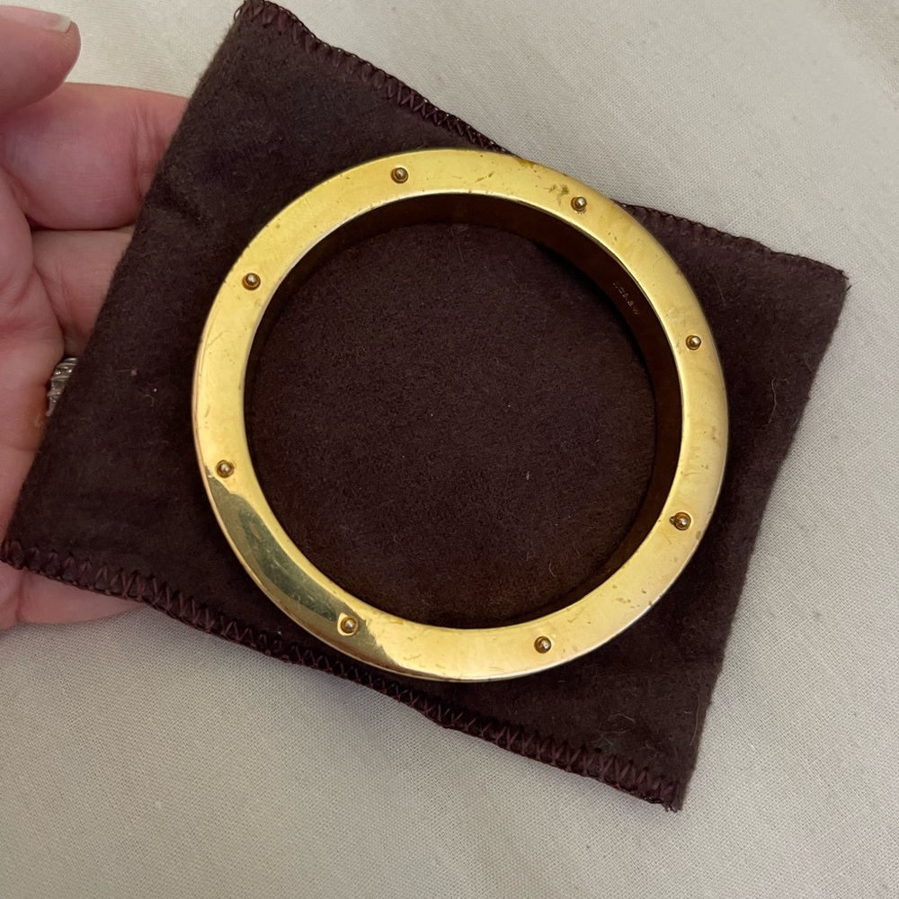 JCrew Gold Bangle With White Leather Trim